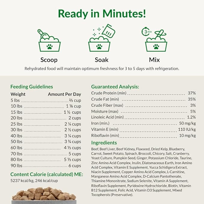ULTIMATE PET NUTRITION Nutra Complete, 100% Freeze Dried Raw Veterinarian Formulated Dog Food with Antioxidants Prebiotics and Amino Acids (3 Pound (Pack of 4), Beef)