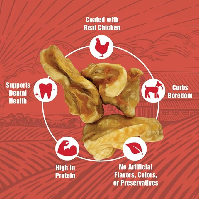 Chicken Coated Cow Ear Nuggies - Treats for Dogs - 1 Pound Bag