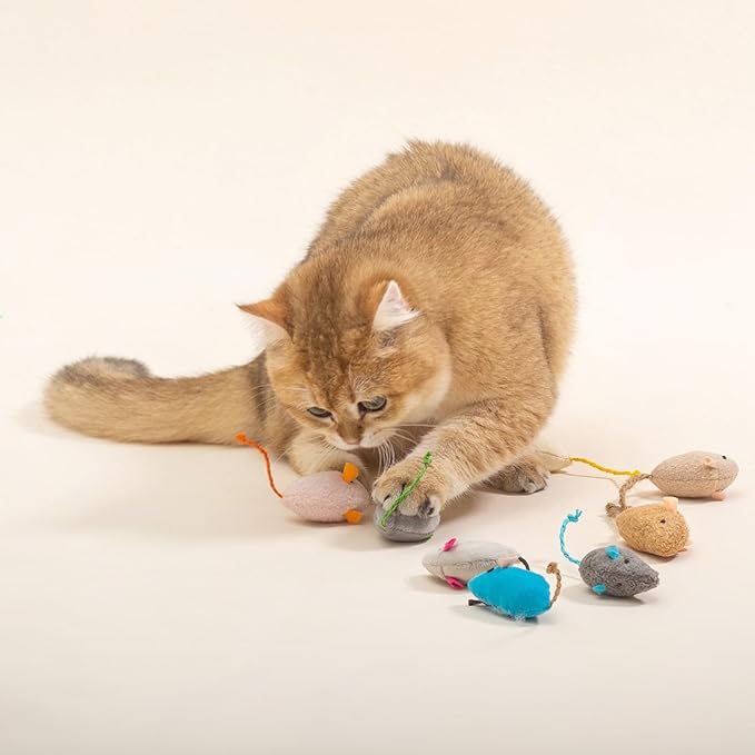 20-Pack Catnip Mouse Toys - Assorted Colors, Plush Mice with Catnip, Interactive Cat Toys for Indoor Kittens & Adults, Durable Cat Teaser Set