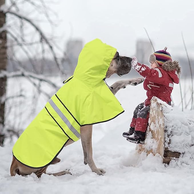Waterproof Raincoats for Dogs - Adjustable Pet Raincoat Jacket, Lightweight Dog Hooded Rain Coat Waterproof Rain Poncho for Small to X- Large Dogs and Puppies (Neon Green, Large)