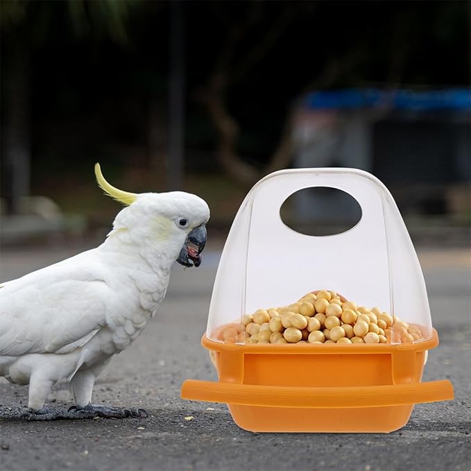 NUOBESTY 2pcs Hanging Bird Feeder and Water Bowl Set for Parakeets and Cockatiels, Brown Plastic Food Dispenser Cage Accessories for Bird Feeding and Watering Supplies