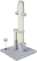 Dimaka Tall Cat Scratching Post, Double Lower Posts Extra Stable Cat Post Tree Scratcher with Sisal Rope and Teasing 4 Balls Total Large Base (Grey)