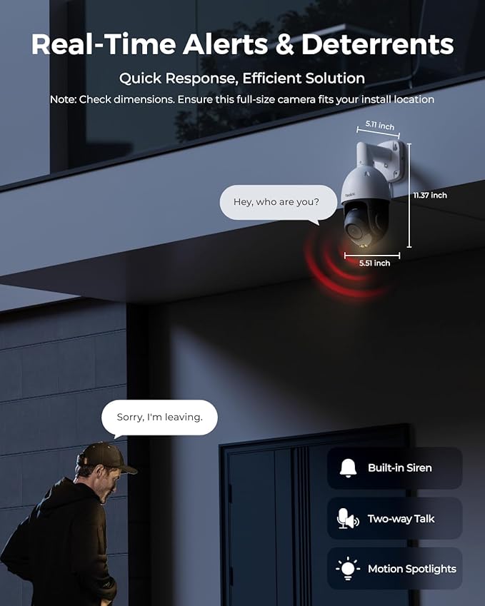 REOLINK 4K UHD PoE PTZ Camera for Outdoor Security, 360° Pan & 90° Tilt for Auto Tracking, 5X Optical Zoom and 3D Zoom, AI Detection, Color Night Vision, 24/7 Recording, 2 Way Talk, RLC-823S1
