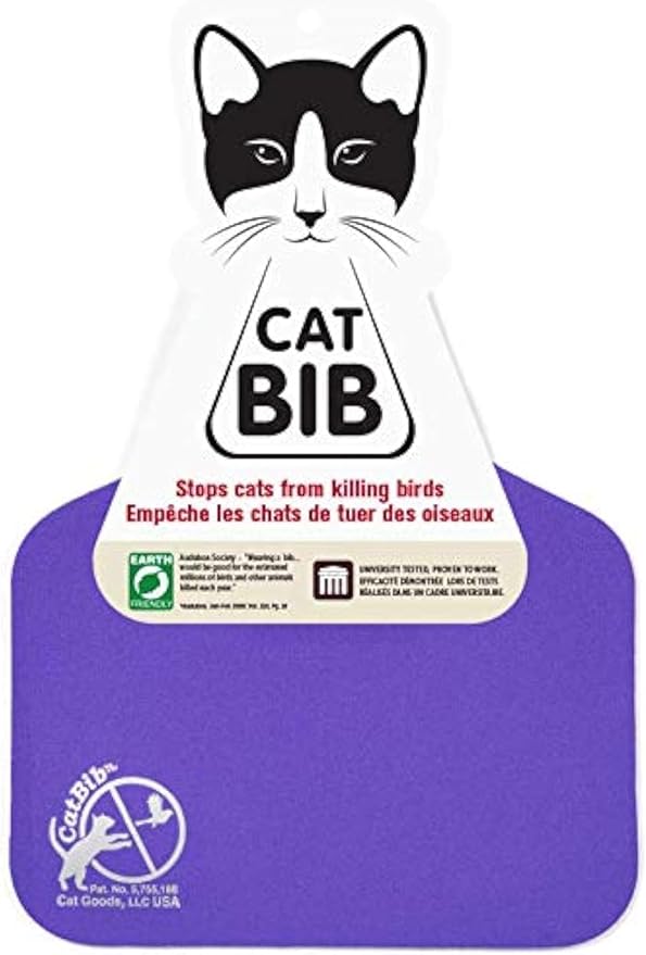 Bird Saving Cat Collar, Prevent Cats from Catching & Killing Birds, Anti Hunting Colorful Bib to Save Birds & Other Wildlife (Large, Purple)