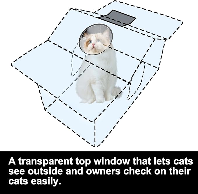 Texsens Outdoor Cat House - Weatherproof Large Cat Shelter for Outside with Roof Window- Insulated Elevated House for Stray/Barn Cats with Cozy Cushion - Ideal Waterproof Feral Cat House