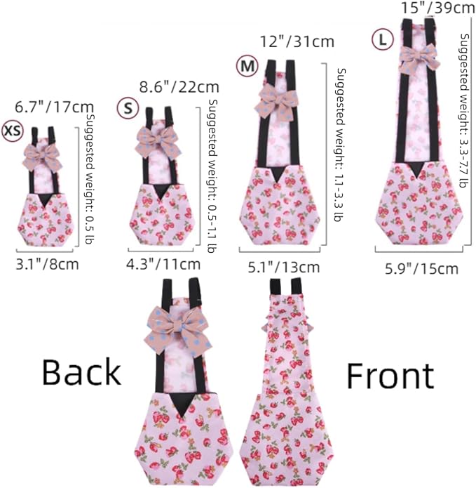 MANON ROSA Chicken Diapers Bantam Hens - Reusable 3-Piece Set with Bow Ties Poultry Nappies Washable Waterproof for Geese Pet Ducks Silkie (Floral L)