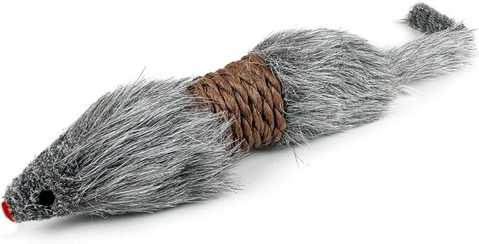 TTcat 2Pcs Cat Mice Toys,Faux Fur Cat Kicker Toys Large Mice with Long Tail Without Catnip, Interactive Catch Play Mouse Toy for Indoor Cats and Kittens.