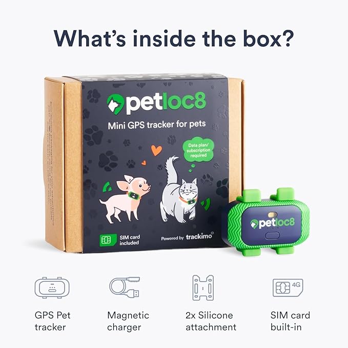 Set of 2 Cat GPS Tracker - Smallest Waterproof Pet Tracking Device with App, Real-Time Location, Smart Alerts & Geo-Fence, Long-Life Battery, Collar-Compatible – iOS & Android (Subscription Required)