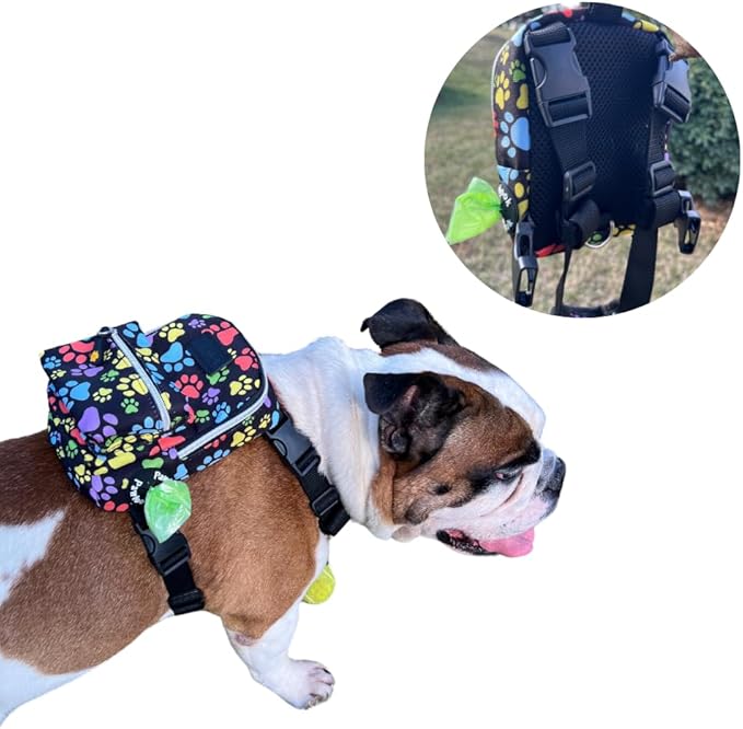 PawLook Dog Backpack to Wear with Chest Harness Self Carrier dogbag with Additional Pocket for Poop Bag Anti Slip Stylish Dog Bag for Your pet Street Smart Serie Pawsup Orange M