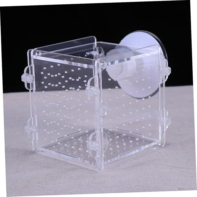 Acrylic Aquarium Fish Breeding Box Isolation Tank 8x8x8.8cm Fish Nursery Case for Aquarium Separation