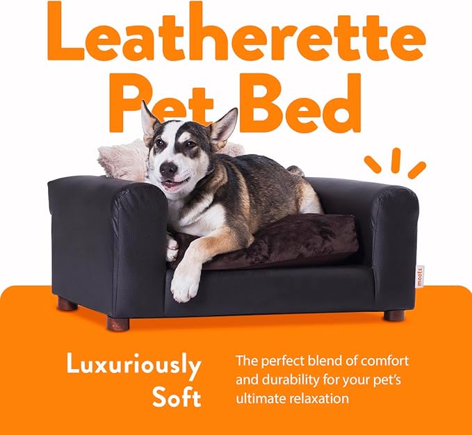 Moots Premium Leatherette Pets Sofa, Espresso, Small