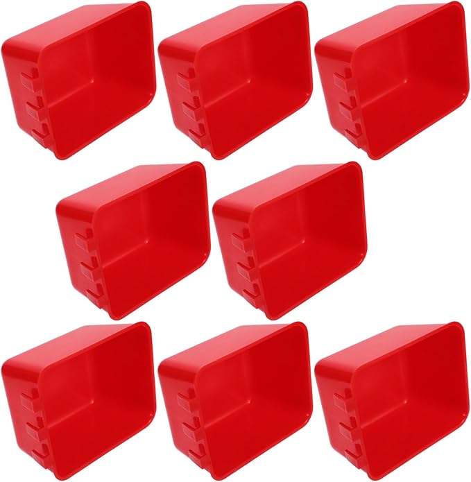 SUPVOX 8pcs Red Bird Cage Cups Feeding Bowls Indoor Bird Feeder Watering Supplies 12.5x9.5x6cm for Parrot Cockatiel Small