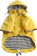 Morezi Dog Zip Up Raincoat with Reflective Buttons, Rain/Water Resistant, Adjustable Drawstring, Removable Hood, Raincoats with Legs 8lbs to 80lbs Available - Yellow - XS