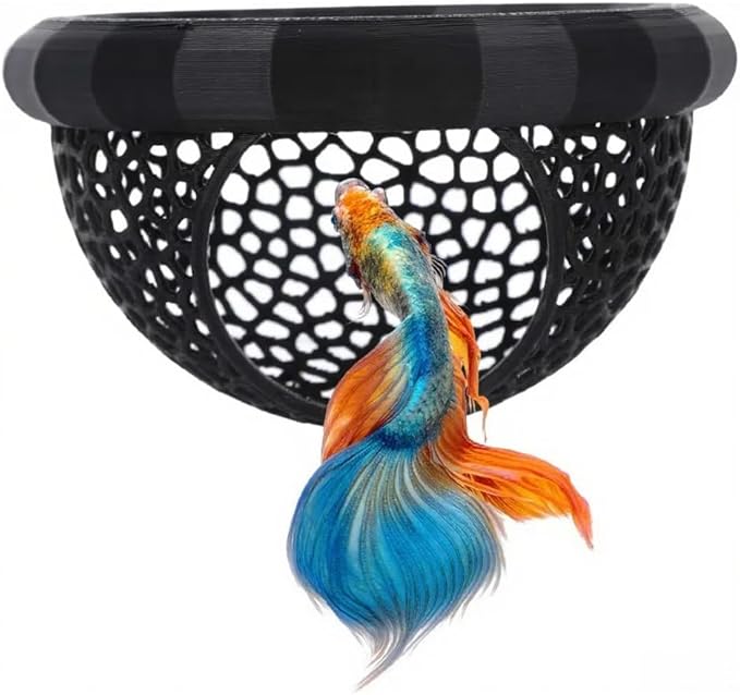 Laoha 2 PCS Floating Betta Hammock & Shrimp Shelter – 3D Printed Aquarium Decor with Feeding Ring, Safe Resting Spot for Betta Fish, Shrimp and Small Fish