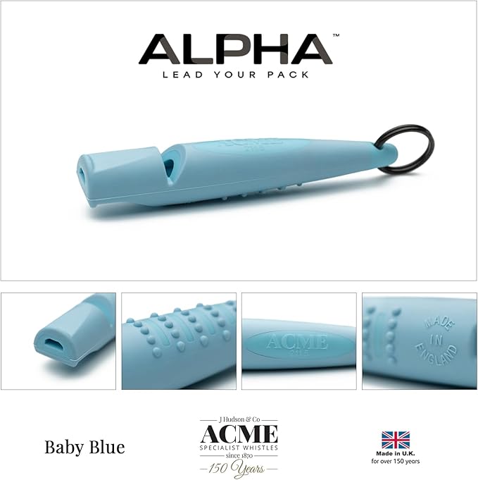 ACME Alpha 210.5 Professional Dog Training Whistle with Enhanced Ergonomic Grip. BPA-Free Plastic. 110 dBA. Standardized Frequency for Smaller Dogs. Weatherproof. Made in The UK (Baby Blue)