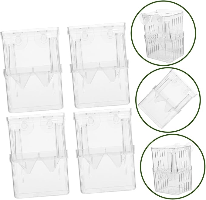 FRCOLOR 4pcs Aquarium Isolation Boxes Small Fish Breeding Hatching to Install Feeding Mouth Compact Design for Juvenile Fish and Shrimp Care