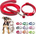 Red Dog Collar and Leash Sets for Small Dogs, Reflective Puppy Leash and Collar Adjustable Kitten Collar with Bell for Tiny Little XXS XS Extra Small Breed Pets Dogs Cats Girls Female