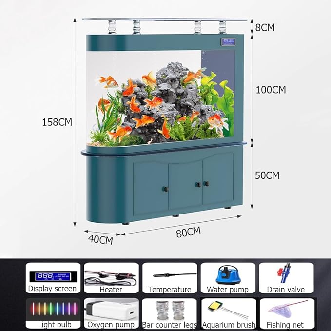 68 Gallon Aquarium Fish Tank,LCD Screen,Large Glass Fishbowl,Bottom Filtration,Heavy Duty Glass Aquarium Kit,Ultra-High-Definition Glass,Screen Display Fish Tan,E