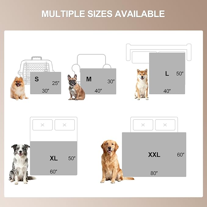 Waterproof Dog Blanket for Large Dogs, Washable Soft Puppy Cat Blanket Flannel Cotton Velour for Sofa Couch Protector, Comfort & Security Reversible Bed Protection for Pet, 50"X60", Khaki