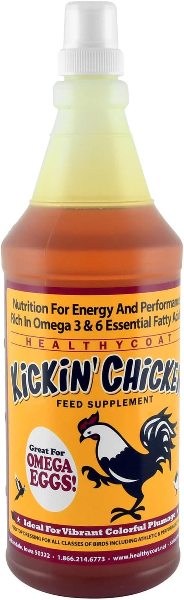 Healthy Coat Kickin Chicken Feed Supplement, Quart, for Better Plumage, Eggs, Immune System, and Attitude