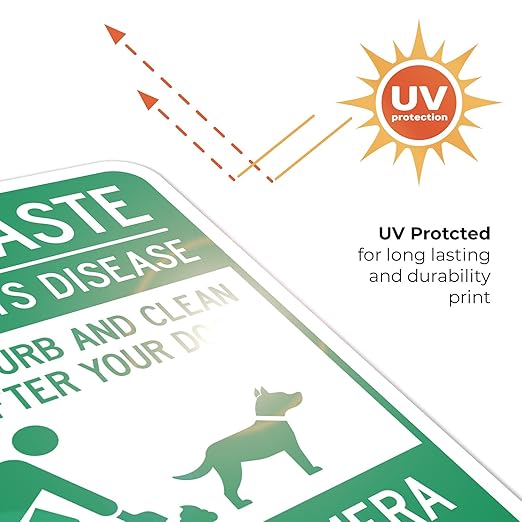 Pet Waste Leash-Curb and Clean Up After Your Dog Under Camera Surveillance Sign, 10x7 Inches, 4 Mil Vinyl Decal Stickers Weather Resistant, Made in USA