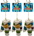BIRD KABOB Chiquito - 3 Pack - an All-Natural, Holistic, Veterinarian Recommended, Earth Friendly, shreddable Bird Toy Fashioned in a tri-pod Design with Colored Yucca Chunks