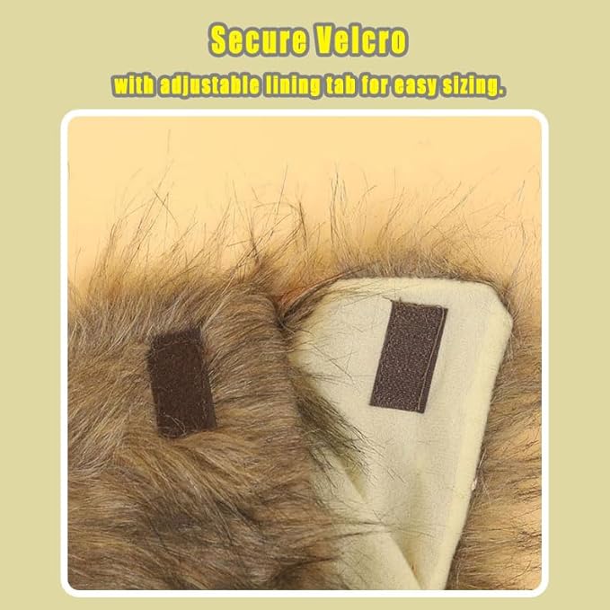 2 pcs Small Code Costume for Cat Lion Mane Wig Set – Halloween Cat Costumes | Adjustable Washable Pet Lion Costume for Christmas, Easter, Parties (Brown, Purple)