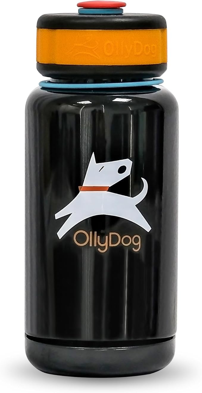 OllyDog OllyBottle | Tritan Dog Water Bottle with Detachable Bowl | BPA Free Leakproof Pet Dispenser | Hiking Travel (600ML, Chromatic)