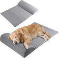 Dog Bolster Pillow for Large Dog, Benefit for Cervical Vertebra and Neck, Headrest with High Resilience Foam, Easy to Carry, Machine Washable Cover＆Easy to Clean, Light Grey(Large)
