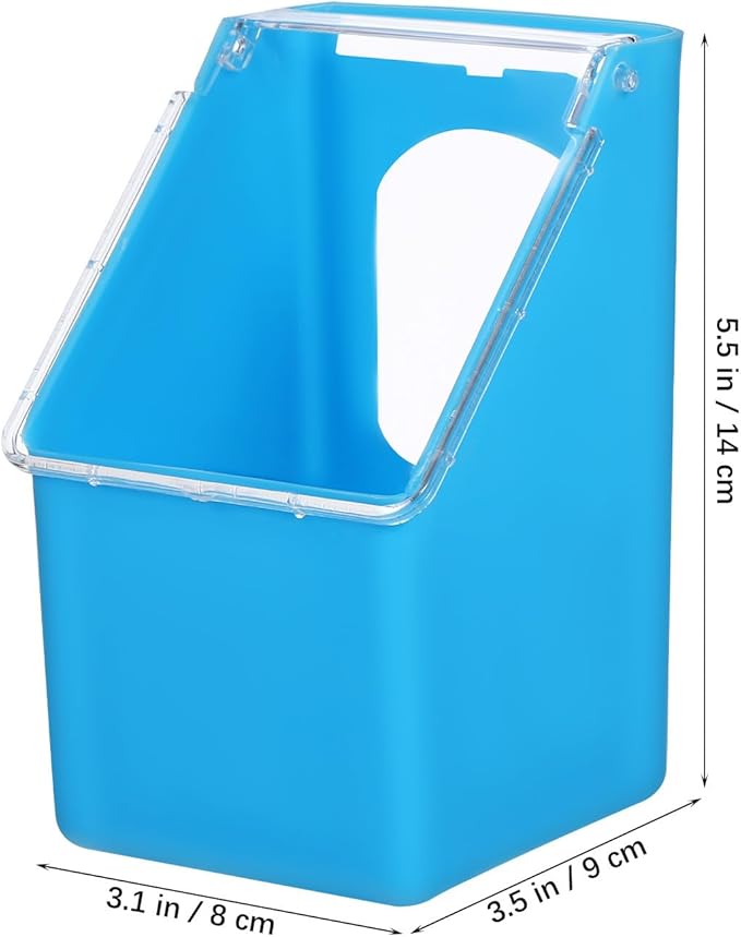 4Pcs Hanging Bird Feeder Boxes with Lid, Multi-Function Pigeon and Quail Food Dispenser, Blue Cage Feeder Bowls for Bird Feeding and Watering Supplies