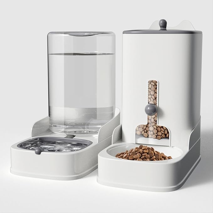 Gravity cat Feeder by Petmagic is a 3.6L Large-Capacity cat Food and Water Bowl Set. This Two-Piece Set is Suitable for pet Feeding, Including Small and Medium-Sized Dogs, Kittens.
