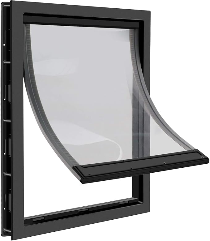 CEESC Large Dog Door for Pets Up to 220 lb, Weatherproof Pet Door with Magnetic Flap, Sturdy Weatherproof Panel and Snap-in Closing Panel Included, Suitable for Interior and Exterior Doors(XXL,Black)