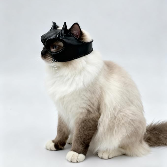 Cat Bat Mask,Cat Cosplay Hat,Made of Latex, Soft And Fit, Adjustable Size, Suitable For cats under 12 lbs