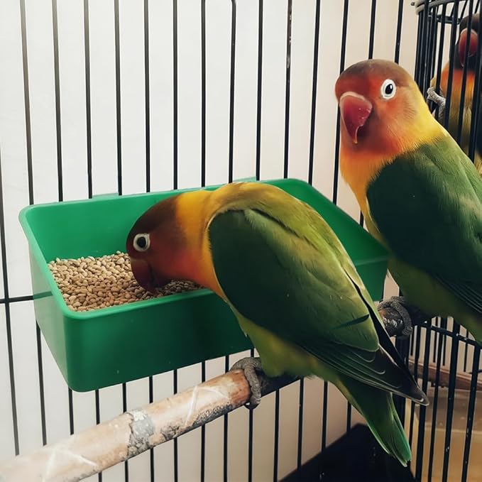 18 Pcs Bird Plastic Feeder, Seed Food Cage Hanging Food Bowl Feeding Dish for Poultry Pigeon Parrot Parakeet Budgie