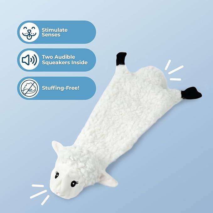 Best Pet Supplies Squeaky Dog Toys with Soft Durable Fabric for Small, Medium and Large Pets Interactive Toy for Indoor Play, Supports Active Biting and Play - Sheep, Large