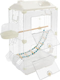 Two-Tier Bird Cage Medium Small Bird Cage Flight Cage with Stand Food Containers 30’’h Bird Cages with Pull Out Tray and Feeder Detachable Pet Flight Birdcage for Parrot Lovebirds (C)