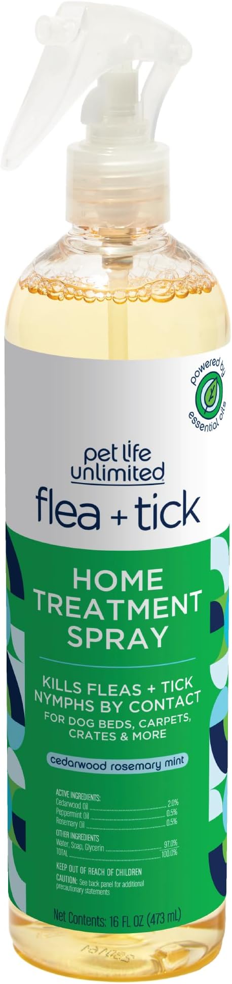 Pet Life Unlimited Flea & Tick Spray for Home, 16 oz, Plant-Based Indoor Prevention and Treatment for Dogs, Kill & Repel Fleas, Ticks & Eggs, Protection for Carpet, Furniture & Bedding