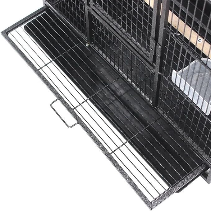 54" Bird Flight Cage, Metal Bird Cage with Wheels, Rolling Stand, Bird Feeder, Slide-Out Tray & Wooden Perches, Standing Large Parrot Cage for Parakeets Cockatiels Conures Budgies Macaws Pigeons Finch