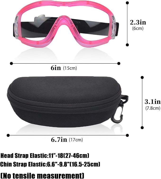 Dog Sunglasses Pet Goggles for Medium Large UV Protection Wind Protection Dust Protection Adjustable Strap Dog Glasses Suitable for Snow Beach Motorcycle (Pink Frame Transparent)