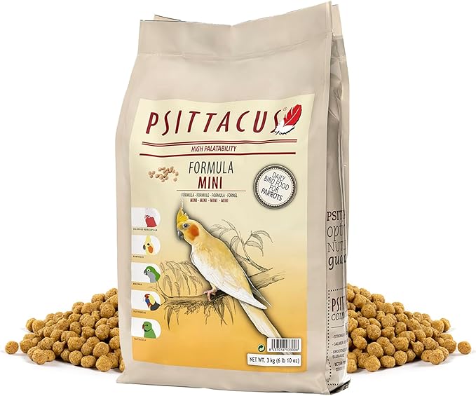 Psittacus Mini 6.6 lb | Complete Pellet Diet for Cockatiels, Conures and Cockatoos | Premium Food for Birds, 100% no-GMO