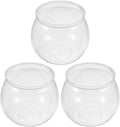 3pcs Plastic Fish Bowls Transparent Small Plastic Fish Tank Shatterproof Fishbowl Small Fish Tank Clear Round Aquarium for Betta Fish Goldfish Candy Wedding Party Favor Desktop