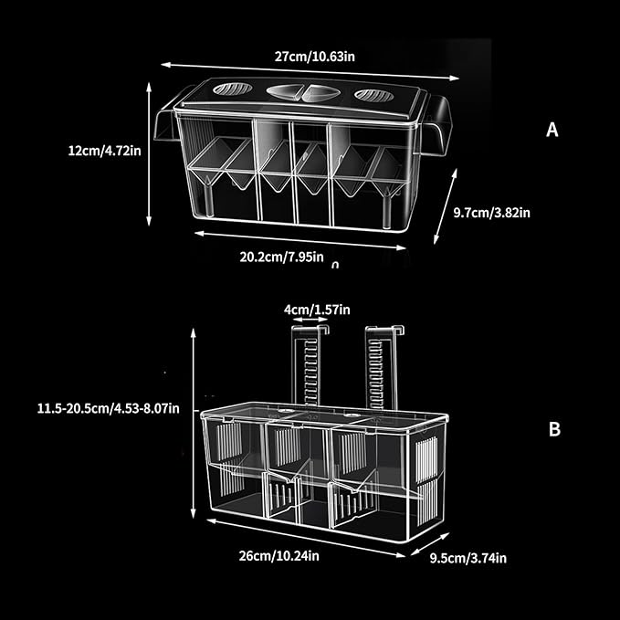 Hanging Breeding Tanks for Aquarium Small Fish Isolation Box Hatchery for Clear Spawning Aquarium Breeding Box with Detachable Wall