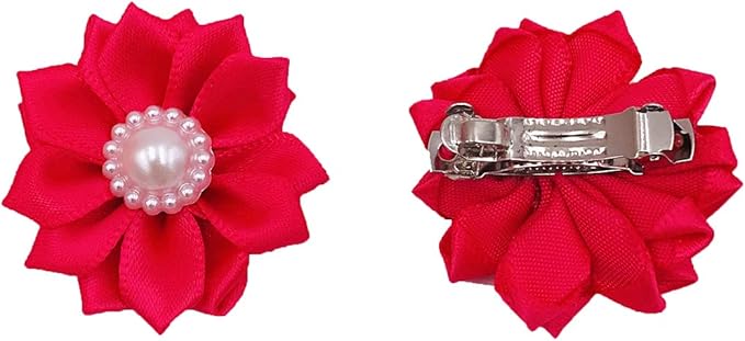 PET SHOW 10pairs Flower Small Dogs Hair Bows with French Barrette Hair Clips Cat Puppy Party Birthday Grooming Hair Accessories 10 Colors