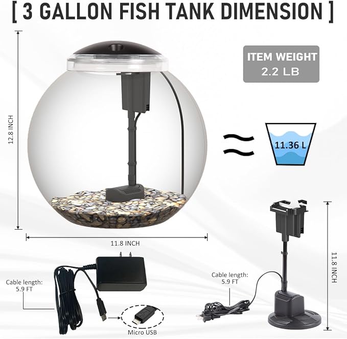 3-Gallon L32 Aquarium Starter Kit and XS 6-Pack Small Filter Cartridges
