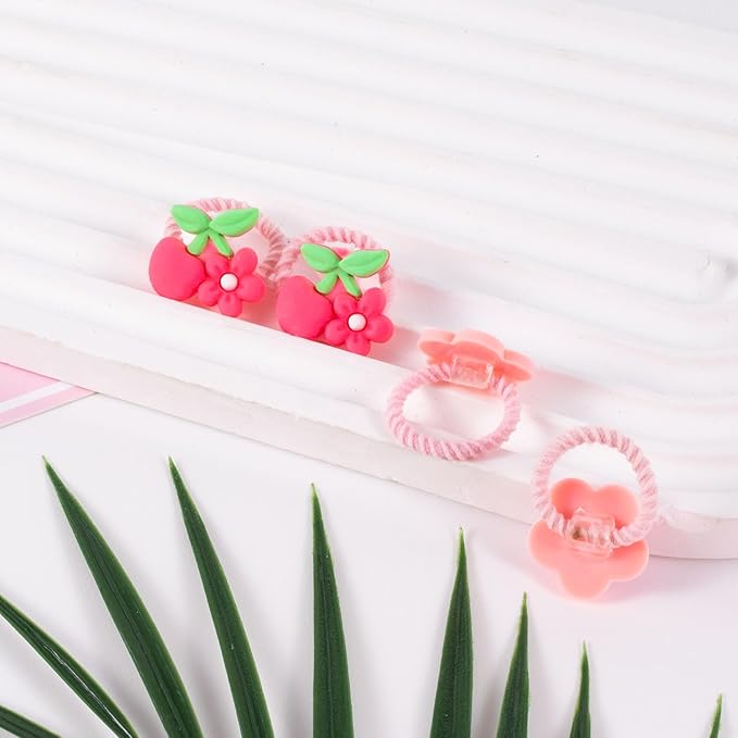 30 Pcs Cute Dog Bows with Rubber Bands, Small Size Dog Hair Accessories, Mix Style Handmade Ties for Yorkie, Maltese, Shih Tzu, Daily, Holiday (Pink)
