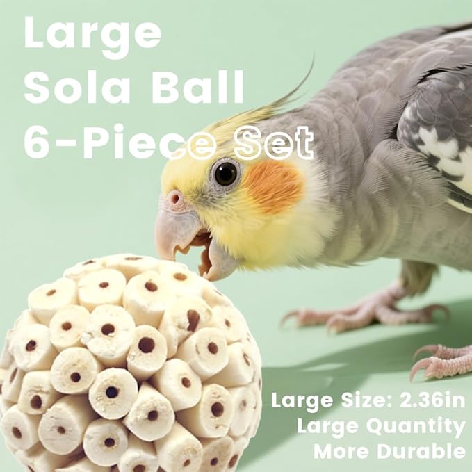 4PCS Bird Toys Sola Balls 2.36'' - Bird Foraging Toy, Sola Atta Ball, Parrot Chew Shred Toy for Sharpening Claws & Beaks for Cockatiel, Parakeets, Conure, Love Birds, Budgie and Small Birds