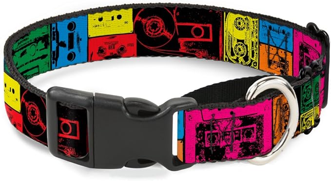 Buckle-Down Tapes Multi Neon Martingale Dog Collar, 1.5" Wide-Fits 13-18" Neck-Small