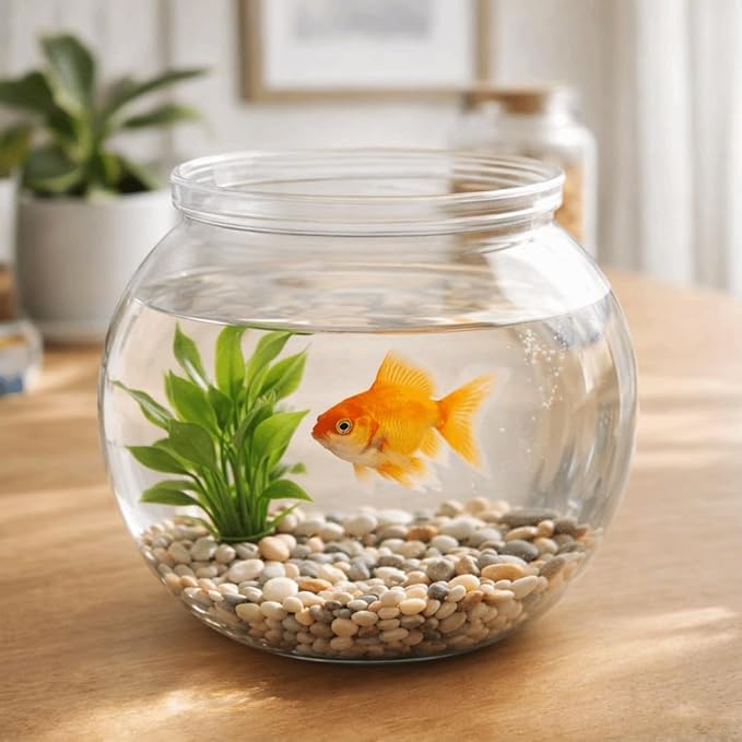 4.9x3.9 Inch Mini Plastic Transparent Fish Bowl Shatterproof Aquarium for Small Fish Desk Decor Tank with High Light Transmittance(S)