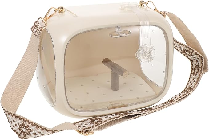 Portable Parrot Carrier Cage with Adjustable Strap Detachable Outdoor Bird Cage with Stand Perch and Breathable Panels Cockatiel Take-Out Bird Carrier