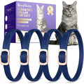 Flea and Tick Collar for Cats (4 Pack), Plant-Powered with Natural Essential Oils, Water-Resistant, Adjustable for All Cats & Kittens (Blue)